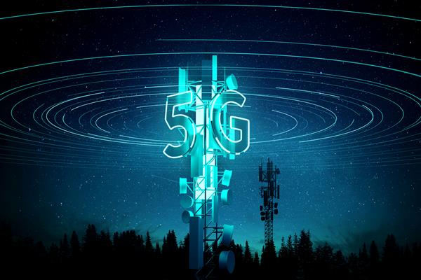 دکل ارتباطی سیگنال تلفن همراه 5G برج سلولی مفهوم جریان داده بسیار سریع تصویرسازی سه بعدی