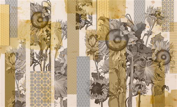 طراحی گل آفتابگردان تصویرسازی گل گل برای کاغذ دیواری کاغذ دیواری عکس کارت پستال طرح کاغذ دیواری زیبا
