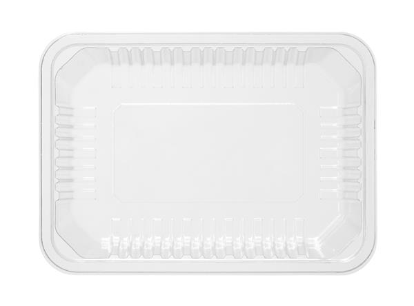 جعبه مواد غذایی پلاستیکی یکبار مصرف نمای بالا با مسیر برش جدا شده در پس زمینه سفید