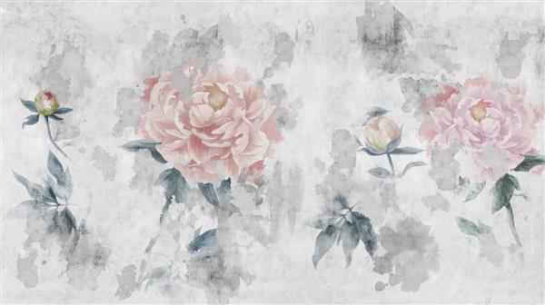 گل های گل صد تومانی آبرنگ روی دیوار گرانج بتونی نقاشی شده است کاغذ دیواری عکس کاغذ دیواری نقاشی دیواری کارت طراحی کارت پستال به سبک مدرن لفت