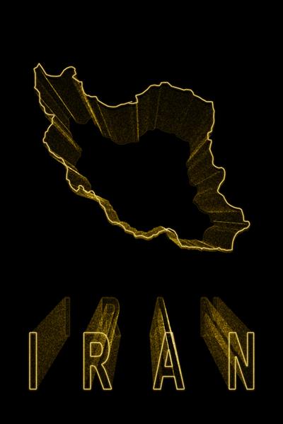 نقشه ایران نقشه طلا در زمینه سیاه جلوه طلا
