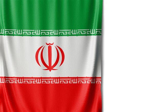 پرچم ایران جدا شده در زمینه سفید نمای نزدیک از پرچم ایران نمادهای پرچم ایران