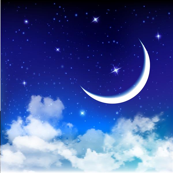 پس زمینه عید مبارک با ماه و ستاره ماه مبارک رمضان کریم