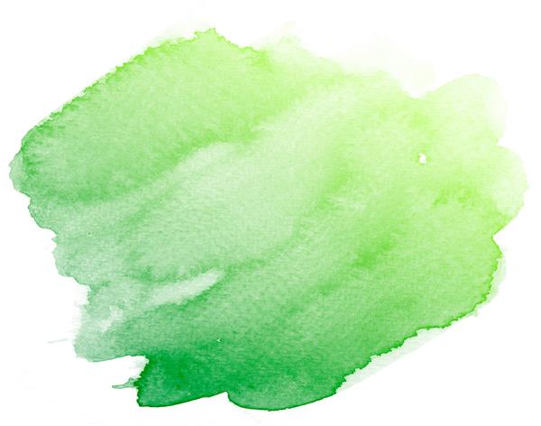 آبرنگ سبز انتزاعی در زمینه سفید رنگی که روی کاغذ پاشیده می شود این یک دست کشیده است