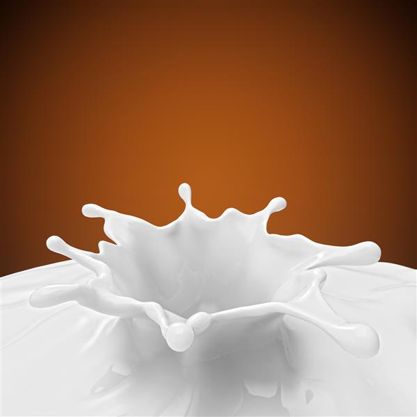 پاشیدن شیر یا مایع سفید روی زمینه قهوه ای