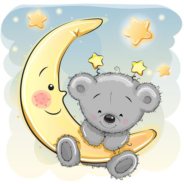 کارتون زیبا خرس عروسکی روی ماه