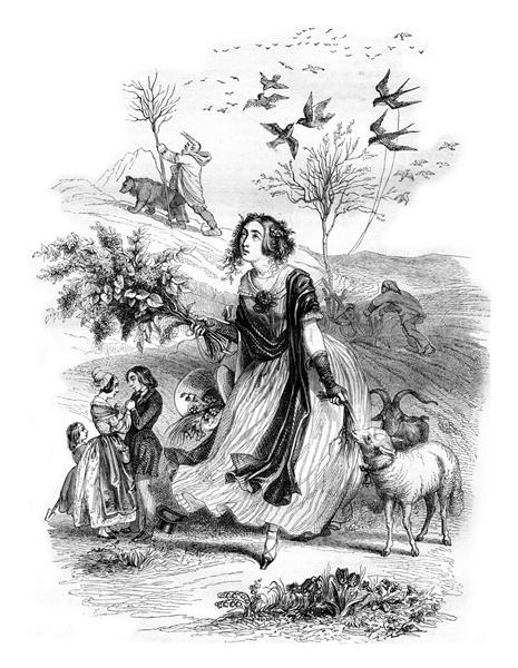 بهار تمثیل تصویر حکاکی قدیمی Magasin Pittoresque 1842