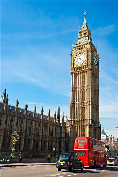 بیگ بن مجلس پارلمان و پل وست مینستر در شب لندن بریتانیا