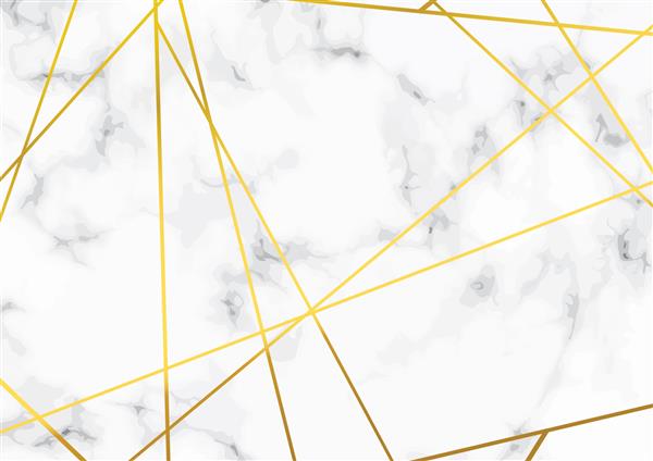 الگوی خط مثلث فلزی طلایی نازک روی طرح مرمر وکتور