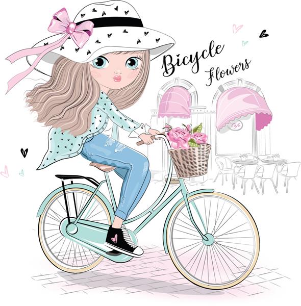 روبان و کافه The Girl Love Bicycle Flowers