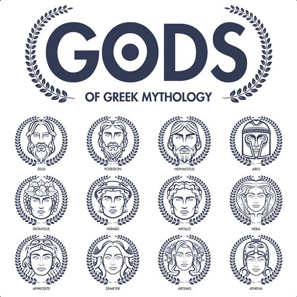 وکتور خدایان یونان 12 اسطوره خدایان مرد و خدایان زن در تاج گل