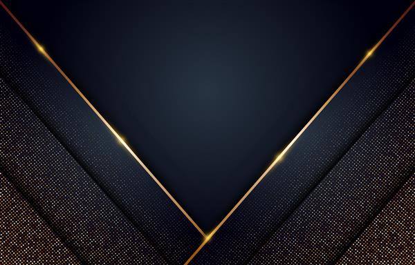 تصویر همپوشانی هندسی لایه انتزاعی سیاه با پس زمینه زرق و برق طلایی