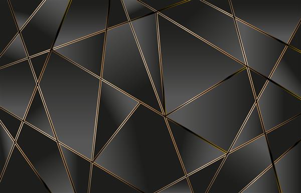 چند ضلعی خطی طلایی خطوط انتزاعی چند ضلعی طلایی با پس زمینه سیاه تیره پس زمینه فلزی طراحی قالب خطوط چند ضلعی برای بنر وب مد چاپ پارچه قالب های خلاقانه برای هر شرکتی