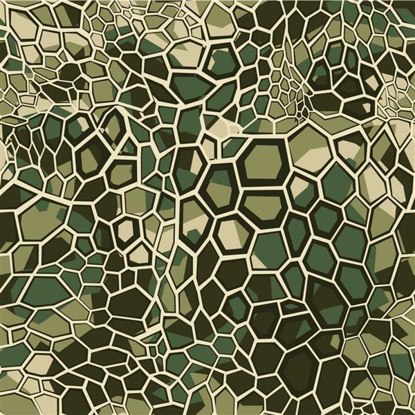 الگوی بدون درز استتار کاموی انتزاعی از عناصر شش ضلعی بافت مدرن چاپ روی پارچه روی لباس وکتور