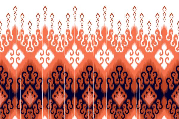 طراحی الگوی بدون درز ikat قومی ماندالاهای فرش بوهو بومی قبیله ای هندسی منسوجات شورون سرخپوستی آفریقایی آمریکایی برای چاپ پارچه تصاویر وکتور ایکات فولکلور کنته