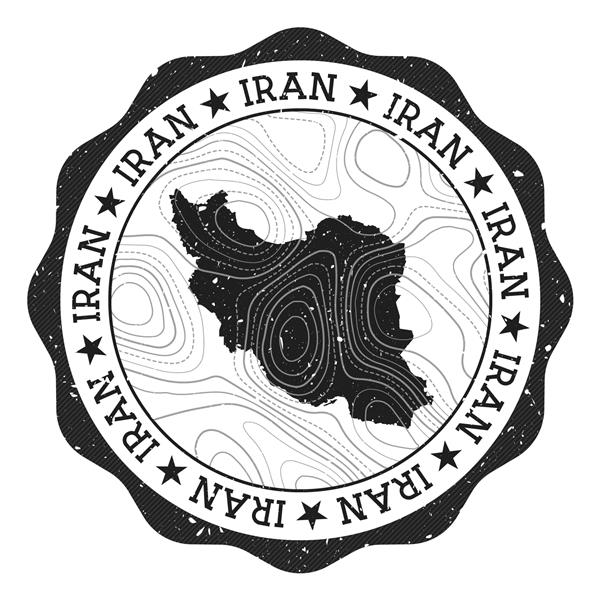تمبر فضای باز ایران برچسب گرد با نقشه کشور با ایزوله های توپوگرافی وکتور قابل استفاده به عنوان نشان لوگو تایپ برچسب برچسب یا نشان ایران