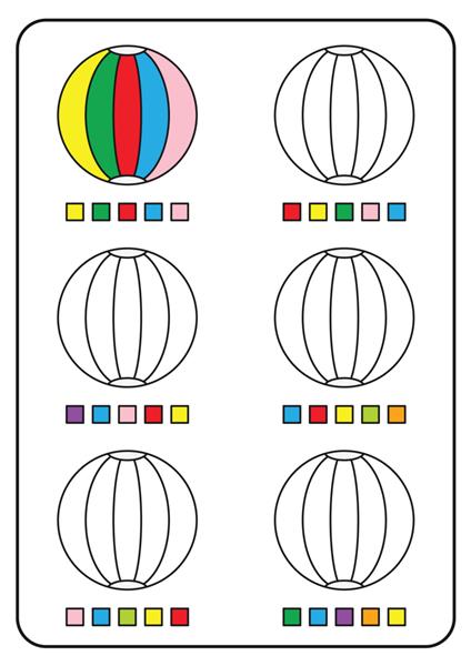 صفحات رنگ آمیزی بازی های آموزشی برای کودکان فعالیت های پیش دبستانی کاربرگ های قابل چاپ وکتور کارتونی ساده از اشیاء رنگارنگ برای یادگیری رنگ ها رنگ آمیزی توپ های ساحلی