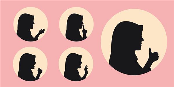 تصویر شبح یک زن مسلمان با حجاب با شست بالا بدون سکوت