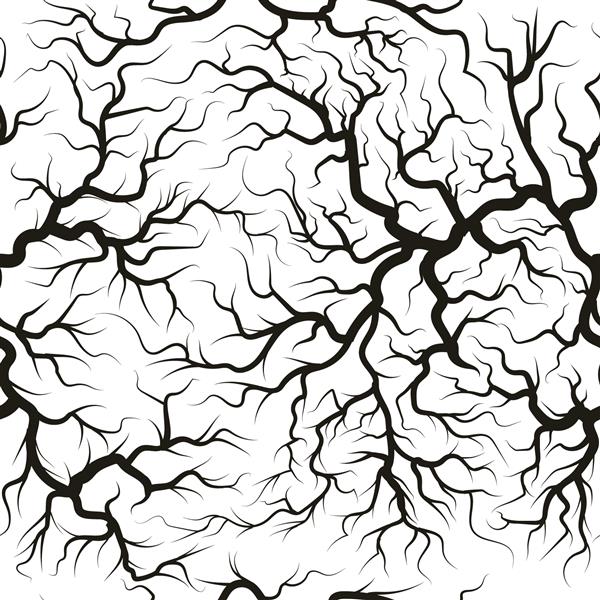 الگوی بدون درز سیستم ریشه شبح گیاهان زیرزمینی تصویر پس‌زمینه وکتور ریشه درختان یا گیاهان مشکی شاخه‌دار الگوی ریشه درختان بدون درز در طراحی زمین