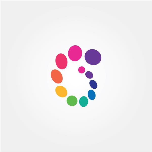 الگوی آرم دایره ایزوله رنگارنگ انتزاعی وکتور تلطیف شده برف گل یا خورشید الگوی علامت گرد نقطه پولکا