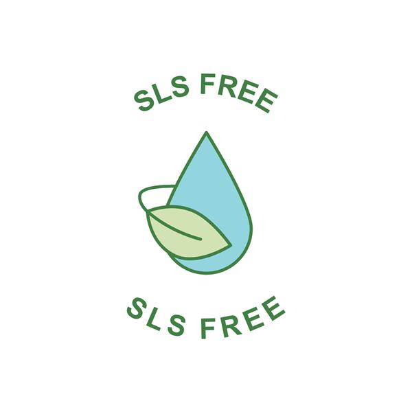 برچسب رایگان SLS نماد بدون لوریل سولفات سدیم در نماد رنگی جدا شده روی پس‌زمینه سفید