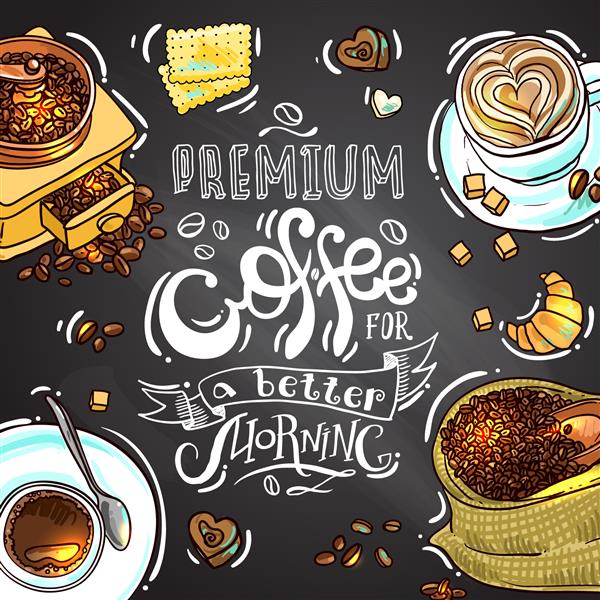 قهوه تصویری طرح وکتور با دست کشیده شده زیبا برای طرح شما
