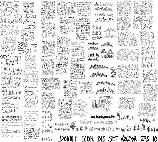 مجموعه MEGA از doodles مجموعه فوق العاده از گفتار تجارت رسانه درخت ساختمان خانه پیکان دودل اطلاعاتی