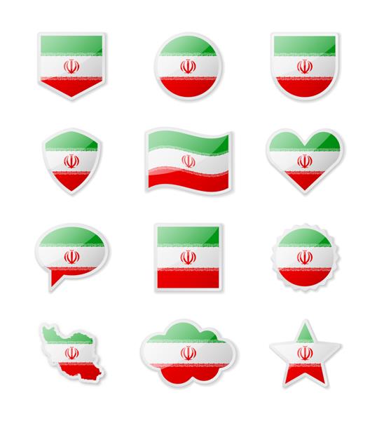ایران مجموعه پرچم کشور به شکل استیکر در اشکال مختلف وکتور