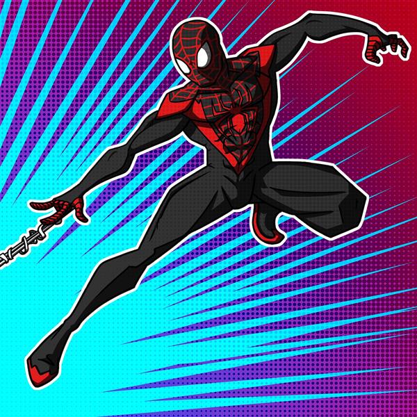 مرد عنکبوتی با لباس مشکی و قرمز
