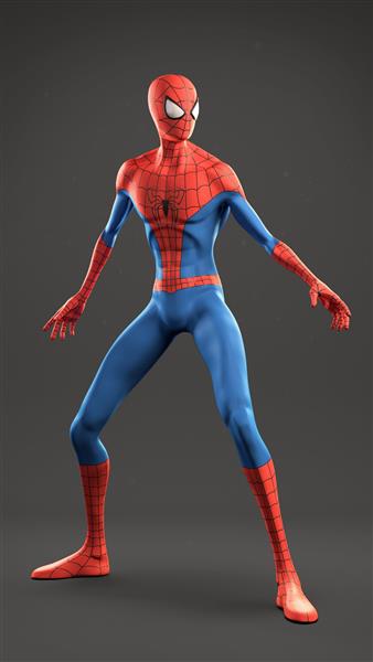 مرد عنکبوتی با ماسک نقاشی دیجیتال