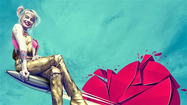 پوستر کارتونی هارلی کویین با قلب قرمز