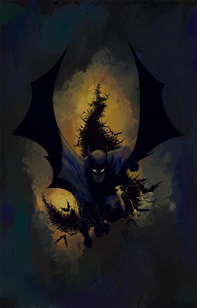 نقاشی دیجیتال بتمن و خفاش های آرکهام