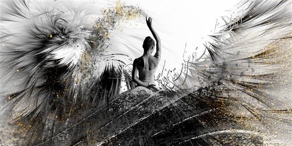 رقص تصویر دختری با فیگور رقص زمینه سیاه و سفید