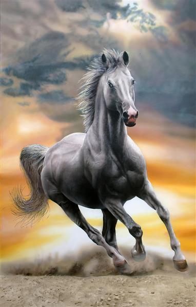 نقاشی اسبی که با غرور می دود