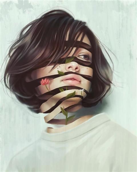 دختر شکوفه ای اثر هنری