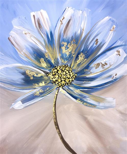 گل آبی زیبا اثر هنری