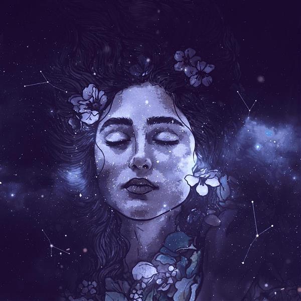 دختر شب در آسمان اثر هنری