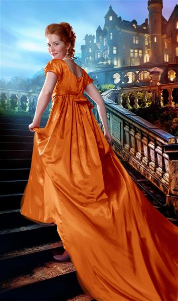 زن زیبا با لباس نارنجی