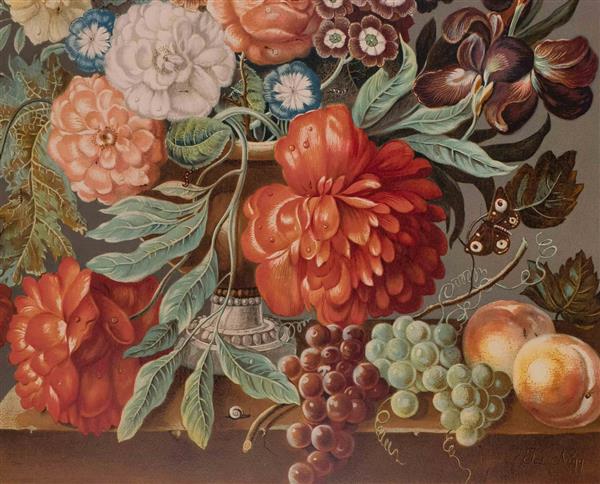 گل ها و میوه های رنگارنگ نقاشی