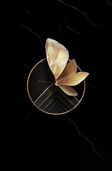 پروانه طلایی زیبا در دایره