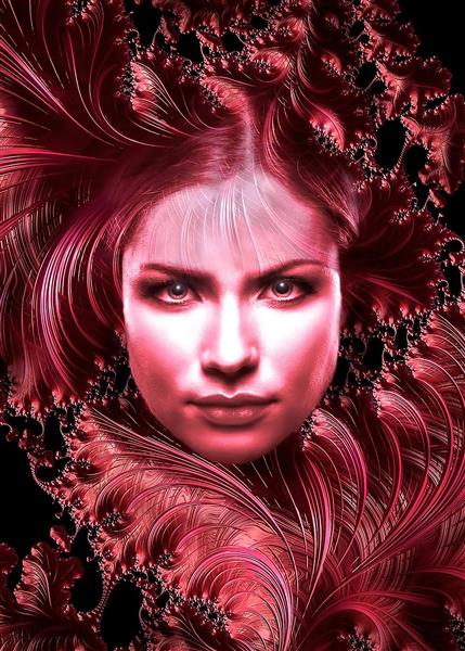 نقاشی رنگ روغن زن مو قرمز