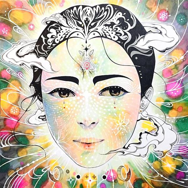 چهره دختر سنتی ژاپنی زیبا