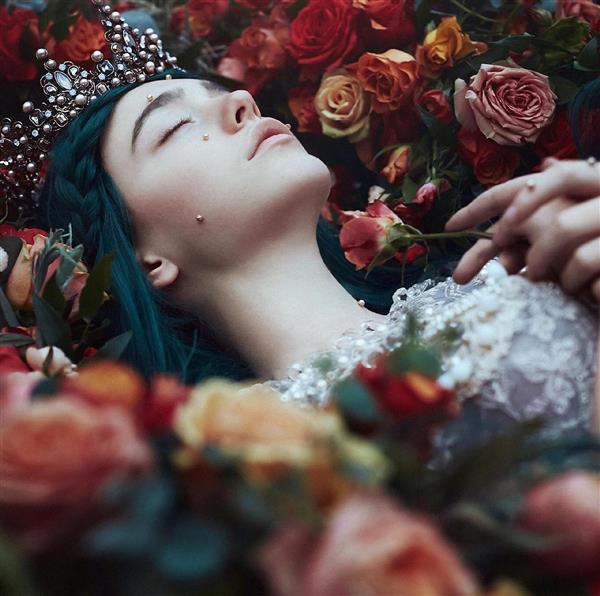 شاهدخت زیبا خوابیده در باغ رز