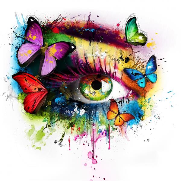چشم زیبا و پروانه های رنگی
