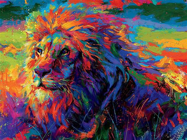 شیر شاه نقاشی رنگارنگ انتزاعی