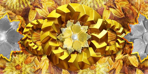 طرح گل طلایی سه بعدی