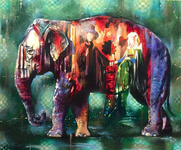 نقاشی رنگ روغن فیل رنگی