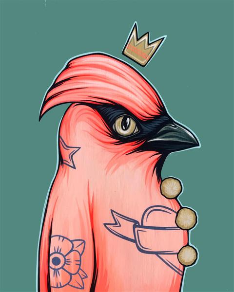 تصویر پرنده عصبانی با تاج طلایی