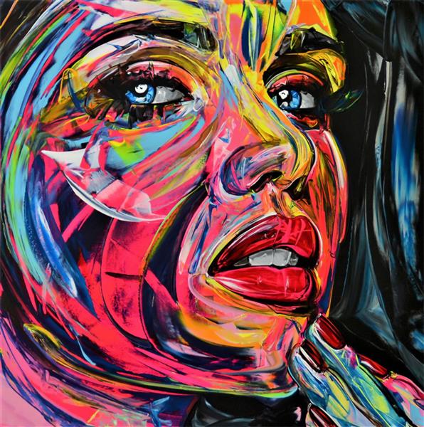 صورت زن نقاشی رنگارنگ انتزاعی