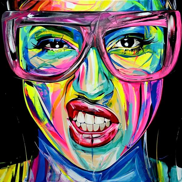 عینک دخترانه نقاشی رنگارنگ انتزاعی